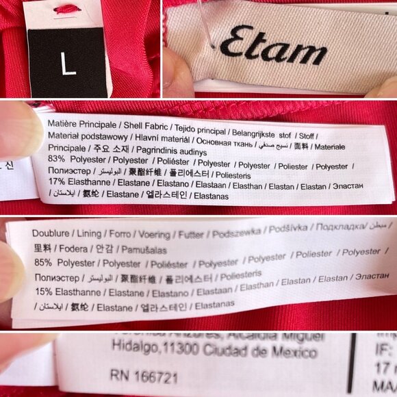 Etam Red High-Cut Bikini Swim Bottoms sz L Adjustable for Custom Coverage - Picture 10 of 10